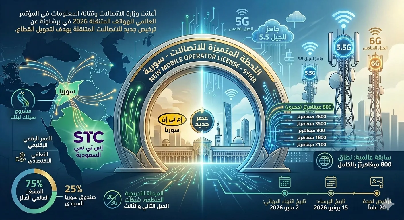 سوريا تفتح قطاع الاتصالات للمنافسة الدولية: رخصة تشغيل لـ 20 عاماً وتقنيات الجيل الخامس في الأفق