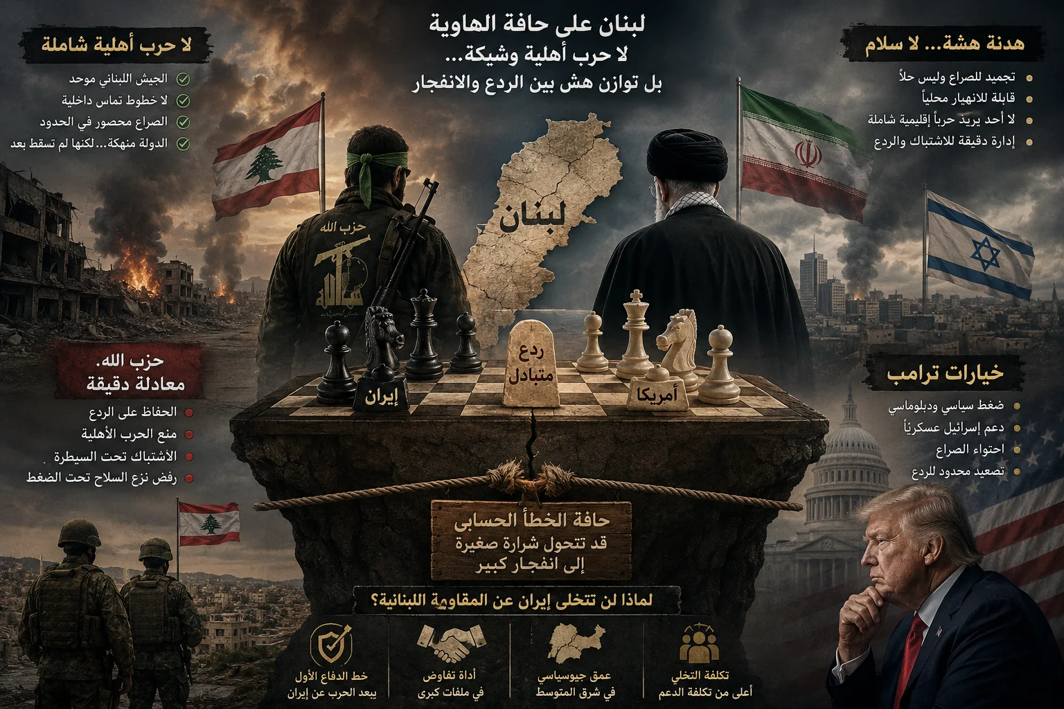 بين وهم الحرب الأهلية في لبنان وحدود الاشتباك الإقليمي:  حزب الله، إيران، و”هدنة” المنطقة التي تعيش على حافة النار دون أن تسقط فيها